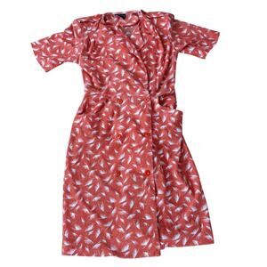 Vintage 80s Red Flower Wrap Dress, Size S, Made in USA, Jump Street Juniors